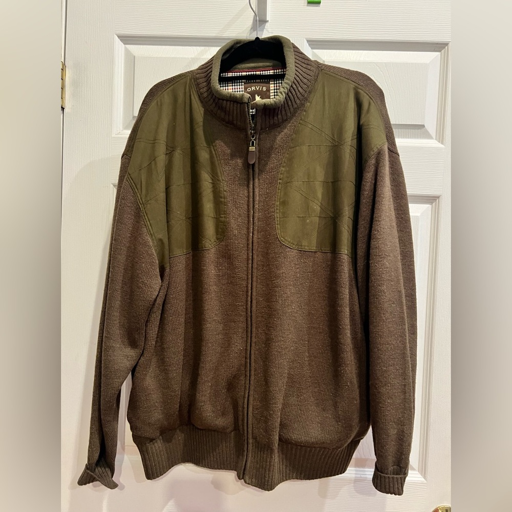 Orvis Shooting Jacket Mens Windproof 100% Wool Plaid Lined Zip Size 2XL